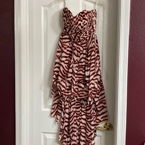Zebra high low strapless dress